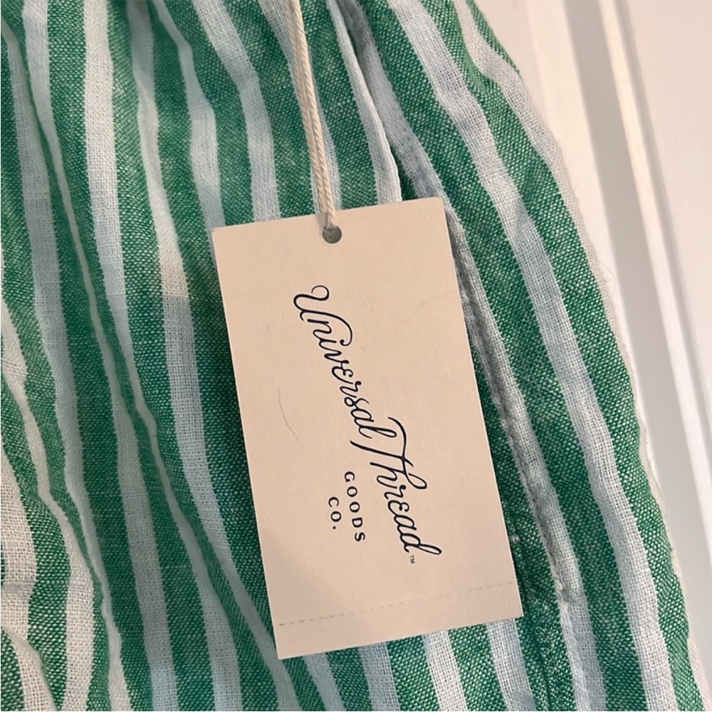 Universal Thread Green & White Striped High-Waist Drawstring Shorts - Picture 5 of 8